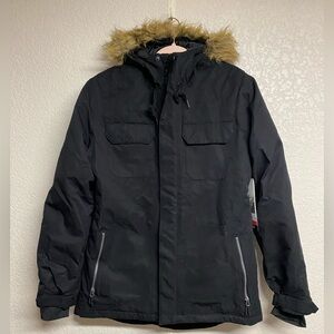 Pulse Women's Black Puffer Jacket with Faux Fur Hood